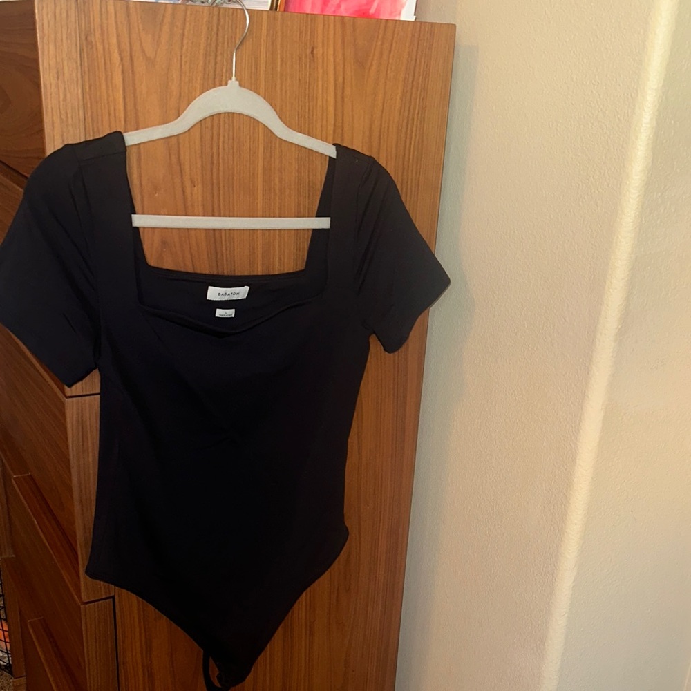 Babaton Black Square Neck Bodysuit
